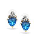 TWO TONE AQUA BLUE CRYSTAL CLASSIC STUD EARRINGS