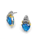 TWO TONE AQUA BLUE CRYSTAL CLASSIC STUD EARRINGS