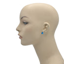 TWO TONE AQUA BLUE CRYSTAL CLASSIC STUD EARRINGS