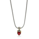 TWO TONE SIAM CRYSTAL PENDANT NECKLACE