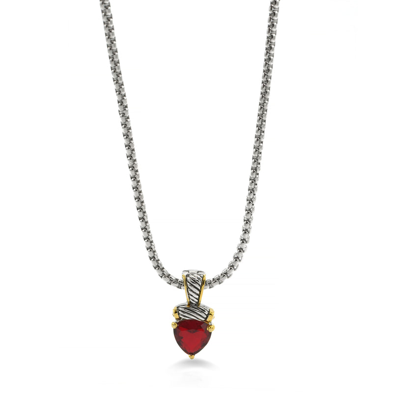 TWO TONE SIAM CRYSTAL PENDANT NECKLACE