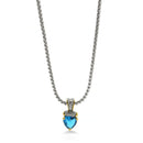 TWO TONE AQUA BLUE CRYSTAL PENDANT NECKLACE