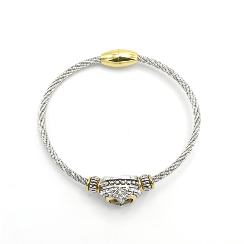 TWO TONE TOPAZ CRYSTAL CLASSIC CABLE BRACELET