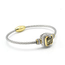 TWO TONE BLACK DIAMOND CRYSTAL CLASSIC CABLE BRACELET