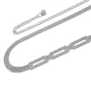 RHODIUM  RECTANGLE RHINESTONE CRYSTAL WAIST CHAIN BELT