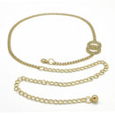 GOLD TWO CIRCLE RHINESTONE CRYSTAL WAIST CHAIN BELT