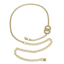 GOLD TWO CIRCLE RHINESTONE CRYSTAL WAIST CHAIN BELT
