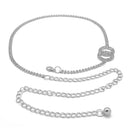 RHODIUM TWO CIRCLE RHINESTONE CRYSTAL WAIST CHAIN BELT