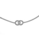 RHODIUM TWO CIRCLE RHINESTONE CRYSTAL WAIST CHAIN BELT