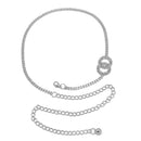 RHODIUM TWO CIRCLE RHINESTONE CRYSTAL WAIST CHAIN BELT