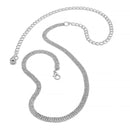 RHODIUM 3 ROWS RHINESTONE CRYSTAL WAIST CHAIN BELT