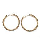 GOLD MULTI COLOR RHINESTONE HOOP EARRING