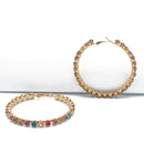 GOLD MULTI COLOR RHINESTONE HOOP EARRING