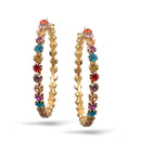 GOLD MULTI COLOR RHINESTONE HOOP EARRING