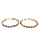 GOLD MULTI COLOR RHINESTONE HOOP EARRING