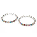 SILVER MULTI COLOR RHINESTONE HOOP EARRING