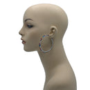 SILVER MULTI COLOR RHINESTONE HOOP EARRING