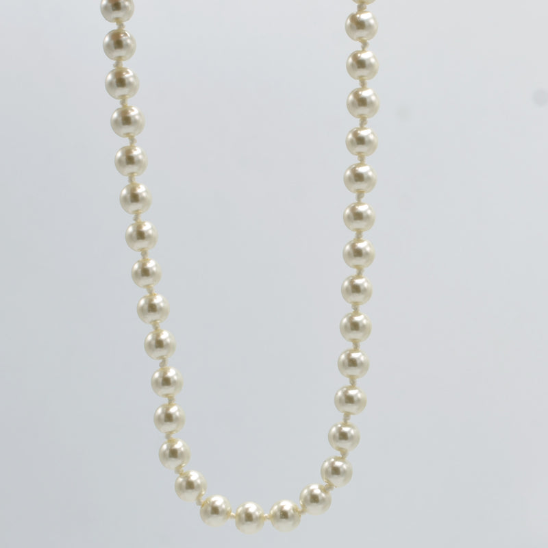 Gold 8Mm Cream Pearl Necklace And Earrings Set