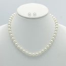 Gold 8Mm Cream Pearl Necklace And Earrings Set