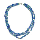 SILVER TURQUOISE AND BLUE RECTANGLE BEADS LAYER NECKLACE