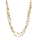 SILVER  WHITE CREAM AND GRAY RECTANGLE BEADS LAYER NECKLACE