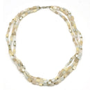 SILVER  WHITE CREAM AND GRAY RECTANGLE BEADS LAYER NECKLACE