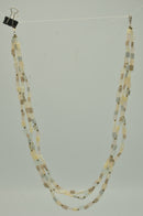 SILVER  WHITE CREAM AND GRAY RECTANGLE BEADS LAYER NECKLACE