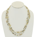 SILVER  WHITE CREAM AND GRAY RECTANGLE BEADS LAYER NECKLACE