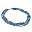 SILVER TURQUOISE AND BLUE BEADS LAYER NECKLACE
