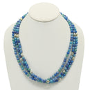 SILVER TURQUOISE AND BLUE BEADS LAYER NECKLACE