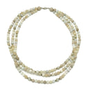 SILVER  WHITE CREAM AND GRAY  BEADS LAYER NECKLACE