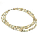 SILVER  WHITE CREAM AND GRAY  BEADS LAYER NECKLACE