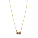 GOLD RED EVIL EYE PENDANT SHORT NECKLACE