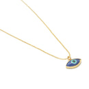 GOLD BLUE EVIL EYE PENDANT SHORT NECKLACE