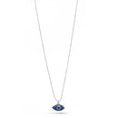 RHODIUM BLUE EVIL EYE PENDANT SHORT NECKLACE