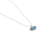 RHODIUM BLUE EVIL EYE PENDANT SHORT NECKLACE