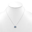 RHODIUM BLUE EVIL EYE PENDANT SHORT NECKLACE