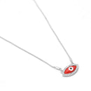 RHOD/RED EVIL EYE PENDANT SHORT NECKLACE