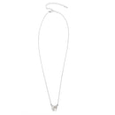 RHODIUM MOTHER OF PEARL BUTTERFLY PENDANT SHORT NECKLACE