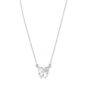RHODIUM MOTHER OF PEARL BUTTERFLY PENDANT SHORT NECKLACE