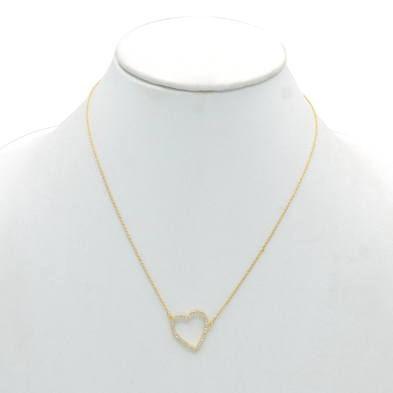 GOLD CRYSTAL HEART PENDANT SHORT NECKLACE