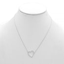 RHODIUM CRYSTAL HEART PENDANT SHORT NECKLACE