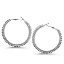 RHODIUM BLACK AND WHITE CRYSTAL STUD EARRINGS