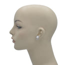 RHODIUM CRYSTAL AND CREAM PEARL OVAL STUD EARRINGS