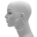 RHODIUM BIG CIRCLE HOOP EARRINGS