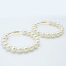 GOLD CREAM PEARL HOOP EARRINGS