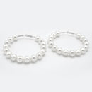 SILVER CREAM PEARL HOOP EARRINGS
