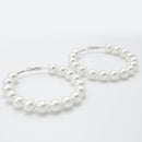 SILVER CREAM PEARL HOOP EARRINGS