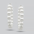 SILVER CREAM PEARL HOOP EARRINGS