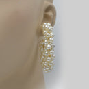 GOLD CREAM BIG PEARL WRAPPED HOOP EARRING